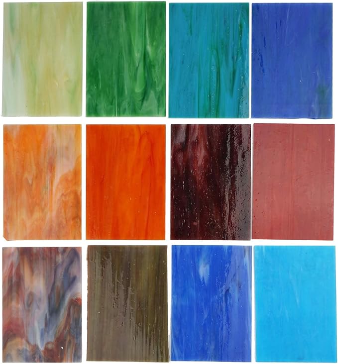 Lanyani 10 Sheets Variety Streaky Glass Packs 4 x 6 inch Cathedrals Stained - Image 8
