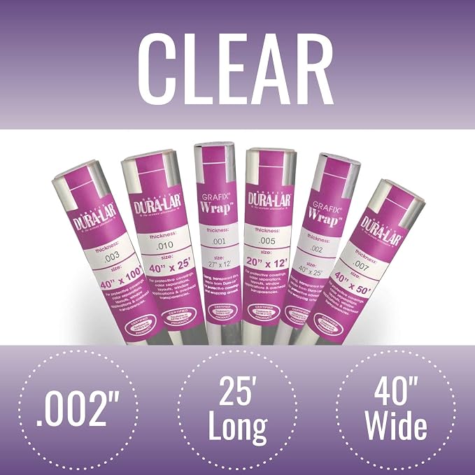 Grafix Dura-Lar 0.002" Film, Ultra Clear, Glossy 40" x25', Mylar/Acetate - Image 2