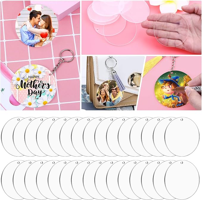 Audab 30Pcs Acrylic Ornament Blanks Bulk, Round Acrylic Blanks - Image 7