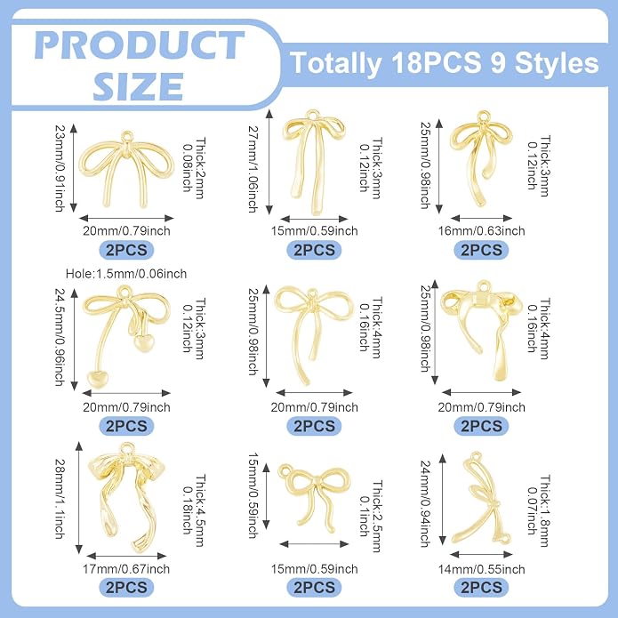 FASHEWELRY Alloy Bowknot Charms Links Golden Bow Tie Connector Charms Metal Bow - Image 5