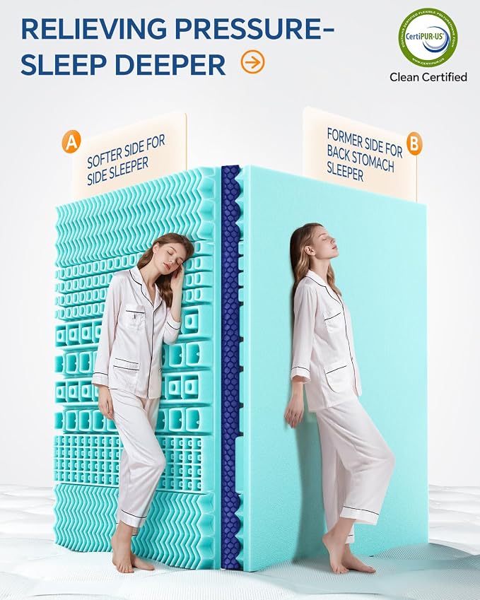 BEDELITE King Mattress Topper Dual Layer 4 Inch Memory Foam Mattress Topper - Image 3