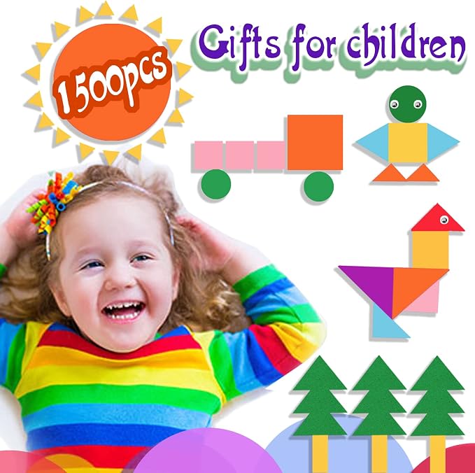Gushu 1500Pcs Foam Stickers Foam Shapes Stickers - Image 2