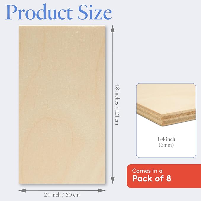 Baltic Birch Plywood 24 x 48 x 1/4 Inch - 6 mm Craft Wood - Image 2