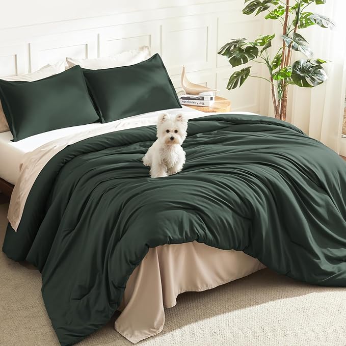 Litanika Forest Green Oversized King Comforters Super King Size, 3 Pieces by Litanika