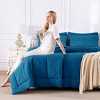 CozyLux King Size Comforter Set Teal, 7 Pieces Bed in a Bag, Teal Comforter - Image 7