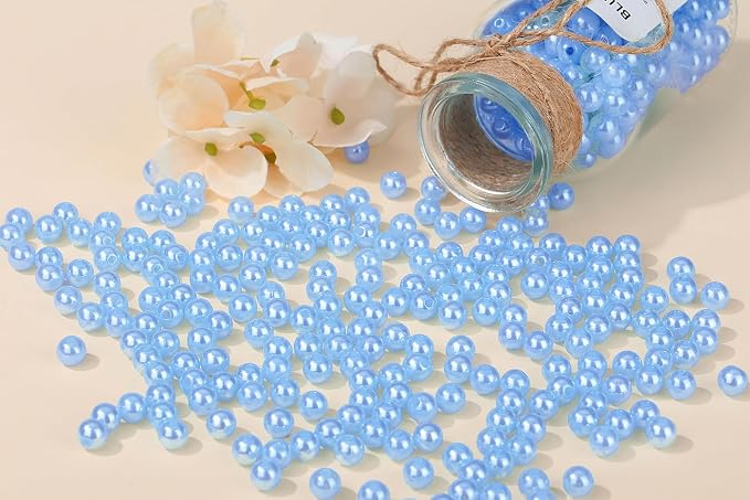 DUQGUHO 8mm Blue Beads for Jewelry Making Blue Pearls Bulk 500PCS Plastic Beads - Image 3