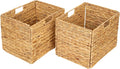 Storage Baskets，Wicker Baskets,Hyacinth Basket For Shelf,Folding 2 Packs Handmade Woven, Seagrass Baskets,Shelf Baskets For Storage Toys Books And Clothes and Other What You Want