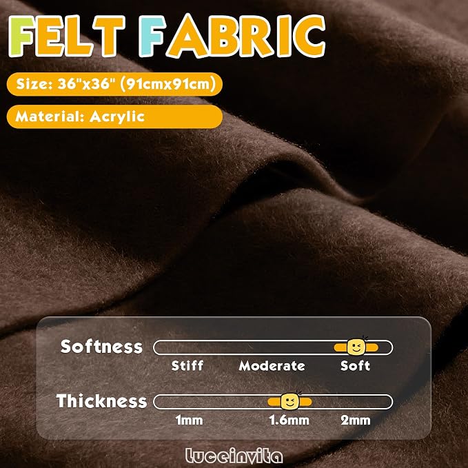 Chocolate Brown 36" X 36" Felt Fabric Sheet - Image 2
