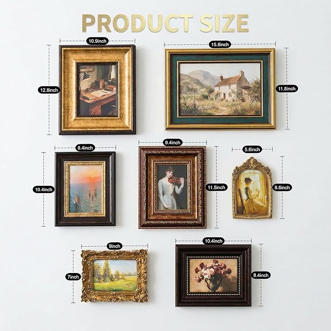 Vintage Picture Frames for Gallery Wall Frame Set, Resin Baroque Decor for - Image 4