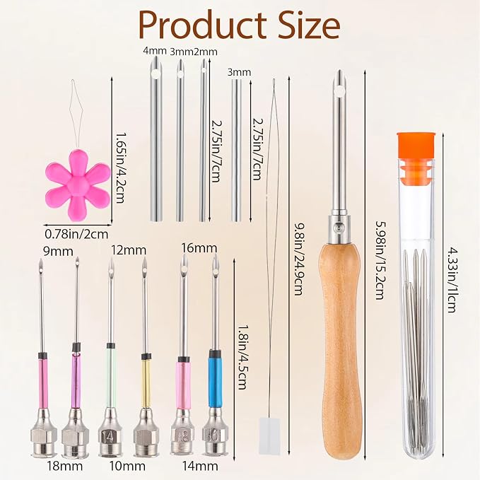 22PCS Punch Needle Tool Kit for Adults Beginners, Adjustable 9 Sizes Punch - Image 2