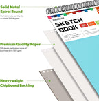 Soucolor 9x12 Sketch Book 2-Pack, 100 Sheets, Spiral Bound | 68lb acid-free - Image 4