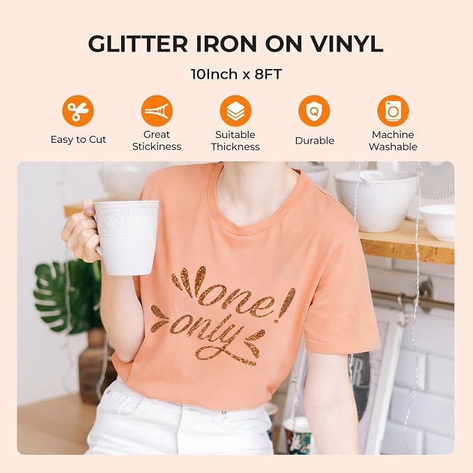 HTVRONT Bronze Glitter HTV Vinyl Roll - Image 2