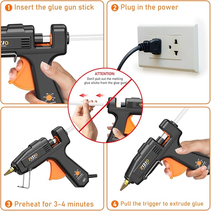IZIO Full Size Hot Glue Gun and Sticks Set, 100-220W Adjustable Temperature - Image 6