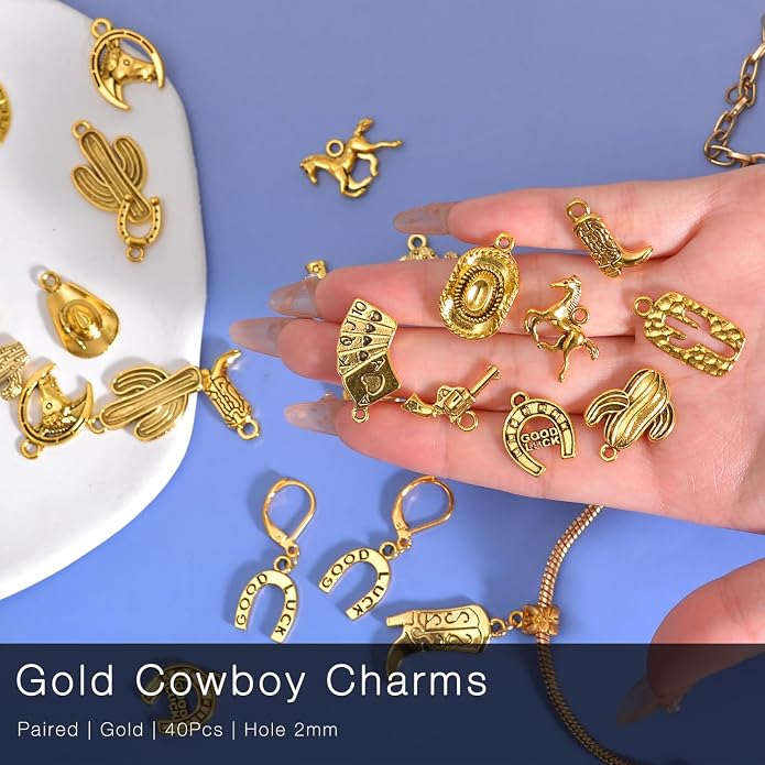 Western Cowboy & Cowgirl Charms, Boot Gun Hat Horse Cactus Trinkets - Image 3