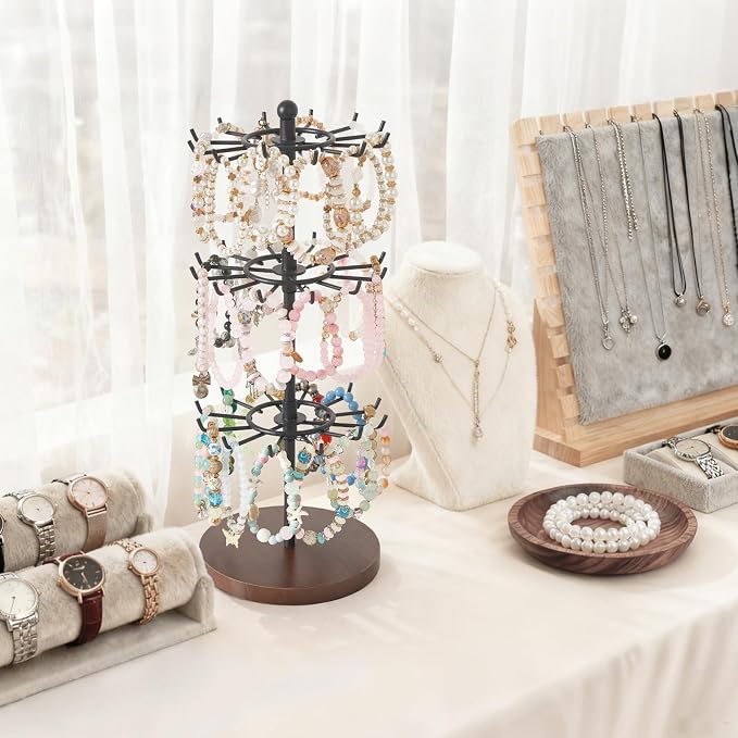 Mkono Bracelet Holder Gold Metal Rotating Bracelet Display Stand 3 Tier Jewelry - Image 2