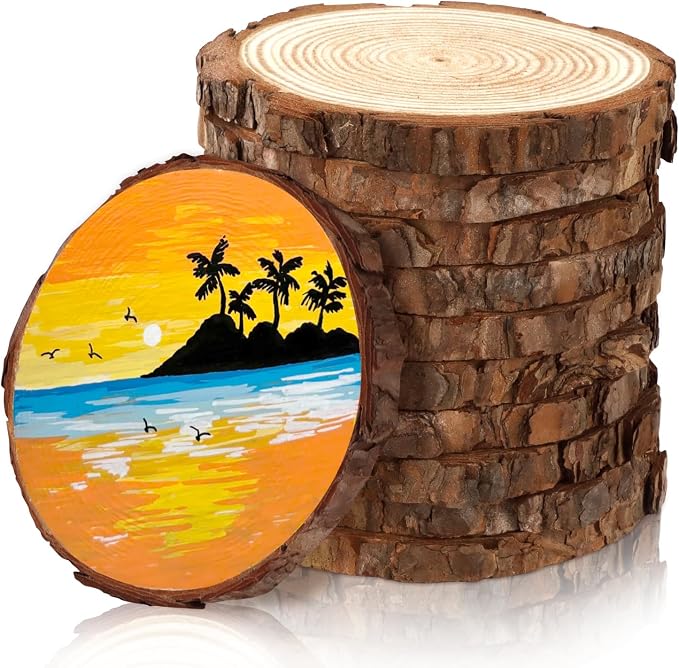FSWCCK 10 PCS Unfinished Wood Slices by FSWCCK