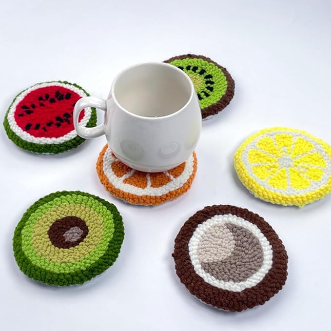 Avtytsda 6PCS Punch Needle Coaster Kit, Easy Punch Needle DIY Embroidery Set - Image 2