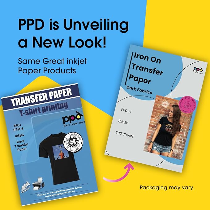 PPD 300 Sheets 8.5x11" Iron-on Heat Transfer Paper Dark Fabrics Inkjet | - Image 2