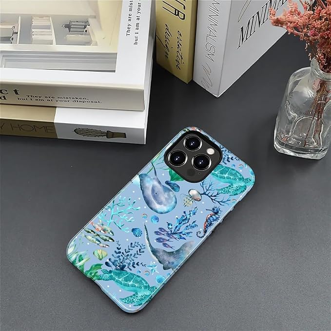 ZHEGAILIAN Case for iPhone 13 Pro Max, Ocean Stingray Turtle Seahorse Durable - Image 4