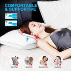VVZ Cooling Bed Pillows Queen Size Set of 2, Shredded Memory Foam Pillows - Image 2