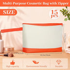 Silkfly 15 Pcs Cotton Canvas Makeup Bags Cosmetic Zipper Bags 10.2 x 5.5 x 2'' - Image 2
