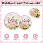171 PCS Farm Animals Birthday Party Supplies, Disposable Pink Plates Napkins - Image 4