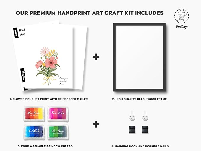 TwoDays Flower Bouquet Handprint Art Craft DIY Kit, Unique Gifts - Image 2