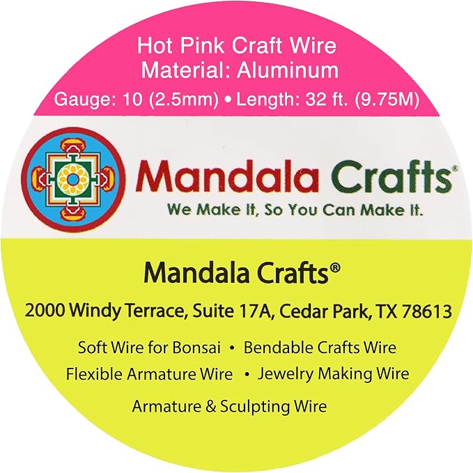 Mandala Crafts 10 Gauge Hot Pink Anodized Aluminum Craft Wire, 32 FT | Colored - Image 3