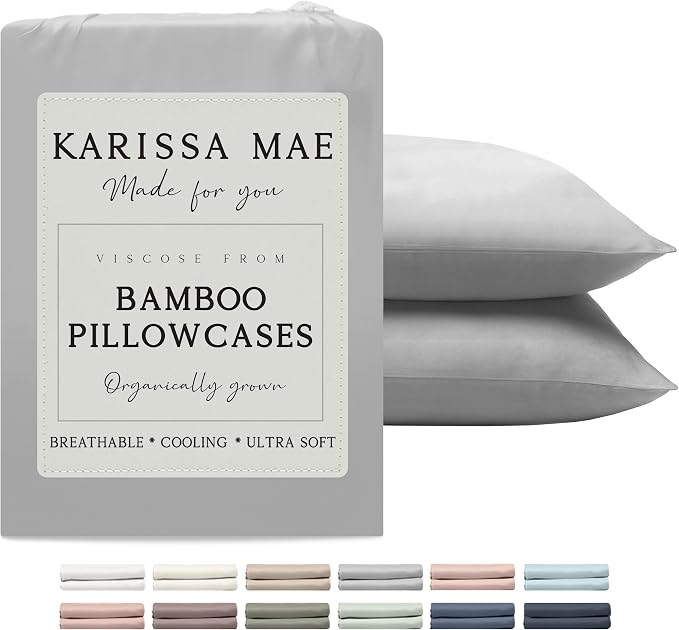 Karissa Mae Cooling Bamboo Viscose Queen Size Pillowcase Set | 100% FSC by KARISSAMAE