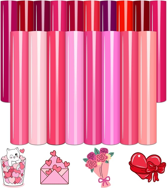 Tintnut Pink Heat Transfer Vinyl, 18 Sheets 12×10in Iron on Vinyl | Romantic by Tintnut