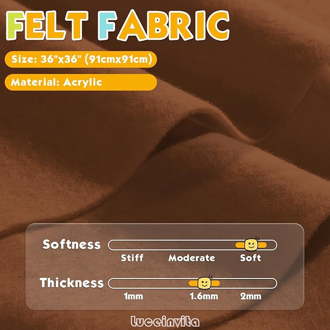 Coca Mocha 36" X 36" Felt Fabric Sheet - Image 2
