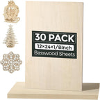 30 Pack Basswood Sheets, Smooth Surface, Uniform Thickness, No Burrs, No Warping by 3MMBasswoodForLaserCutting