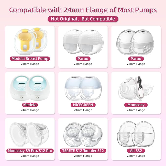 Flange Inserts for Medela,Spectra 24mm Shields/Flanges,Willow Wearable Cups Compatible with TSRETE,CPPSLEE,Momcozy S9/S12 Wearable Breast Pump (8pcs-22mm Flange Insert)