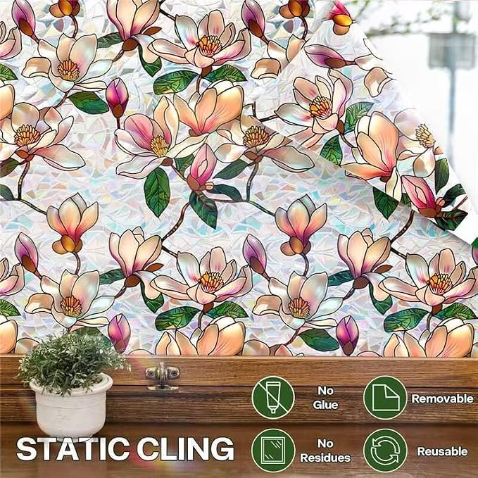 Floral Window Privacy Film, Stain Glass Window Film - Image 4