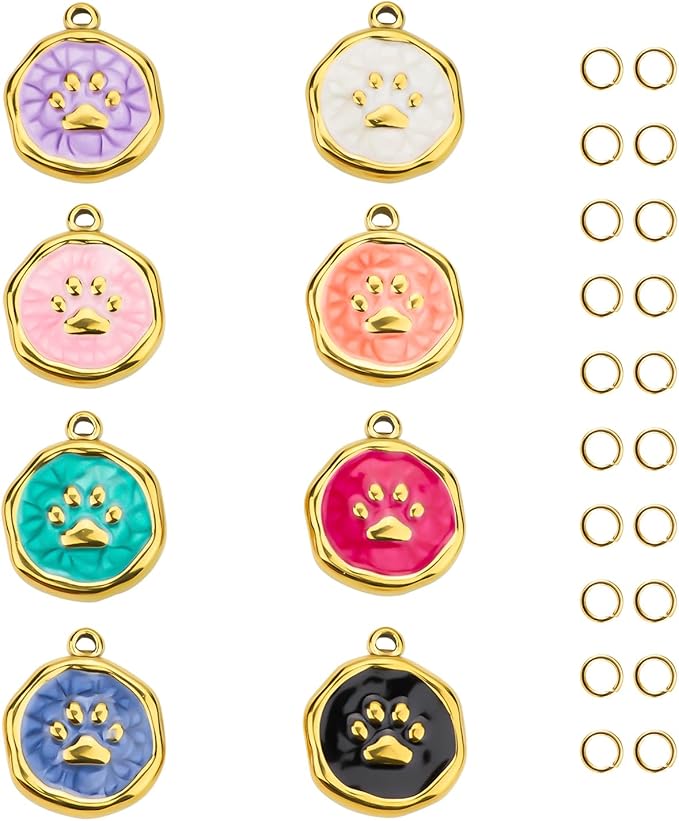UAMOKANG 8pcs Mixed Color Enamel Round Charms by UMAOKANG