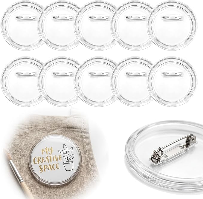 10Pcs 3.11 Inch Clear Button Pins, DIY Photo Acrylic Blank Badge Pins, Snap by Unknown