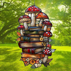 Forest Mushroom Books Acrylic Suncatcher Stained Glass Effect Window Car - Image 3