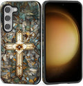 for Samsung Galaxy S23 Case, Christian Cross Stained Glass Pattern Glossy 2 in by Teonvpu
