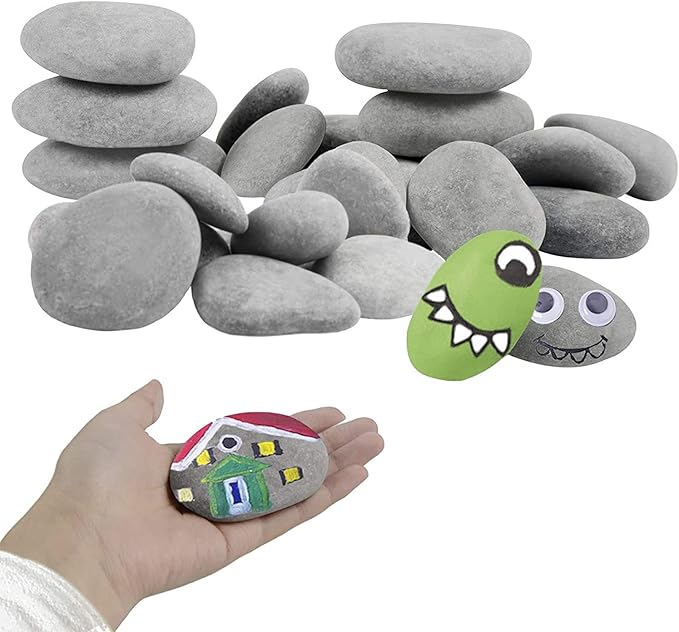 Simetufy 30 River Rocks for Painting 1.2-3.5 inch, Natural Stones, Smooth & by Simetufy