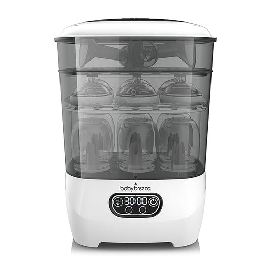 Baby Brezza Bottle Sterilizer and Dryer Advanced – 33% Faster - Largest Capacity Steam Sanitizer - Universal Sterilization Machine for All Bottles + Pump Parts - HEPA Air Filter