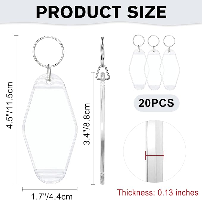Yoption 20pcs Blank Motel Keychain Bulk - Image 3