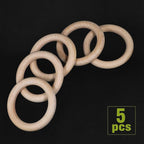 FoDau770 5pcs Natural Beech Wooden Rings, Unfinished Solid Wood Rings Heavy - Image 2