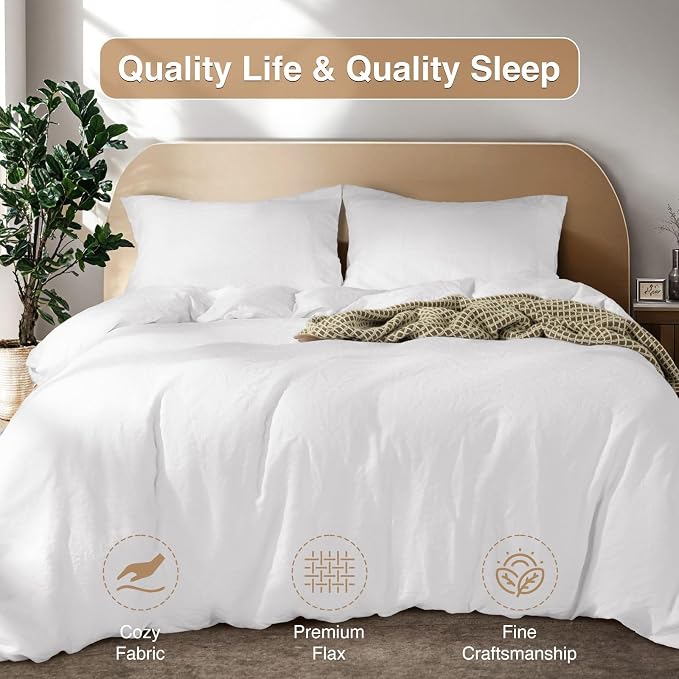 SONORO KATE 100% French Linen Duvet Cover Full Size, Soft Breathable - Image 7