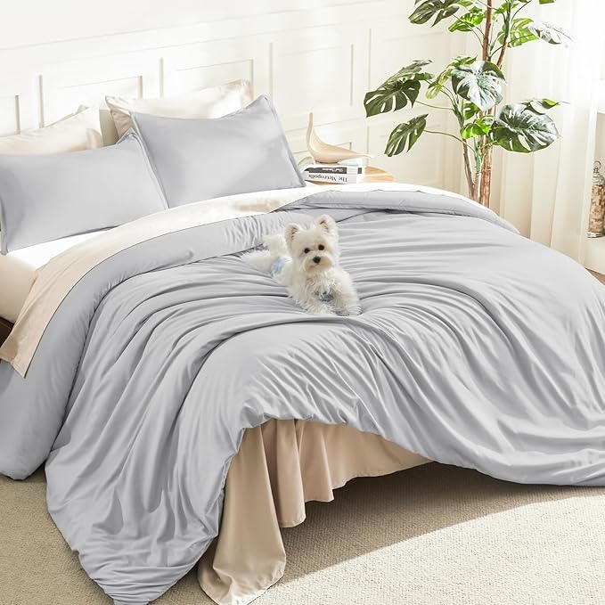Litanika Twin XL Comforter Set Light Grey, 2 Pieces Extra Long Dorm Bedding Sets by Litanika