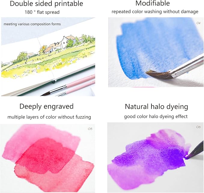 Handmade Watercolor Journal, 140lb/300gsm, Cold Press, 20 Sheets/40 Pages - Image 5