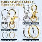 LEOBRO 60 PCS Lobster Claw Clasps and Key Rings, Keychain Clips and Key Chain - Image 2