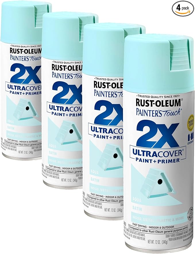 Rust-Oleum 334059 Painter's Touch 2X Ultra Cover Spray Paint, 12 oz, Satin Aqua by Rust-Oleum
