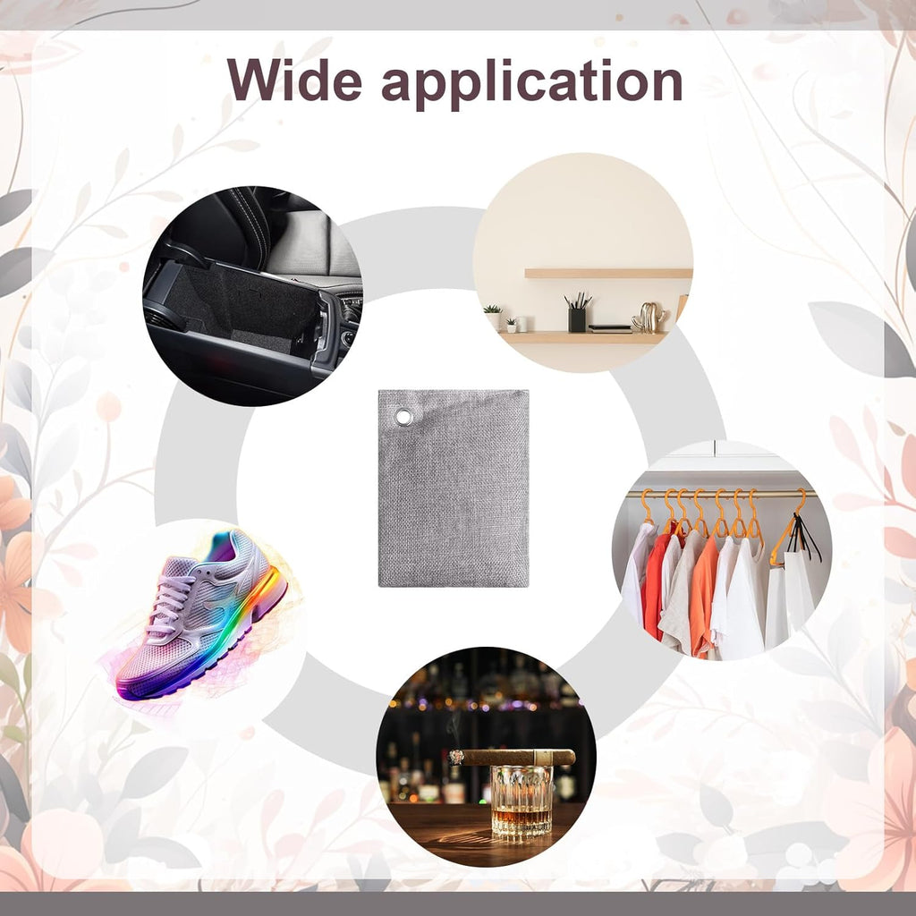 Nuanchu 24 Pcs Activated Charcoal Odor Absorber 50g/100g/200g, Air Purifying Bamboo Charcoal Bags, Natural Shoe Odor Absorber, Deodorizer Absorbers for Fresh Car Home Closet Pet Basement Smell(Grey)