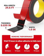HitLights Double Sided Tape Heavy Duty, 1 in x 24.6 ft, Adhesive Mounting Tape - Image 6