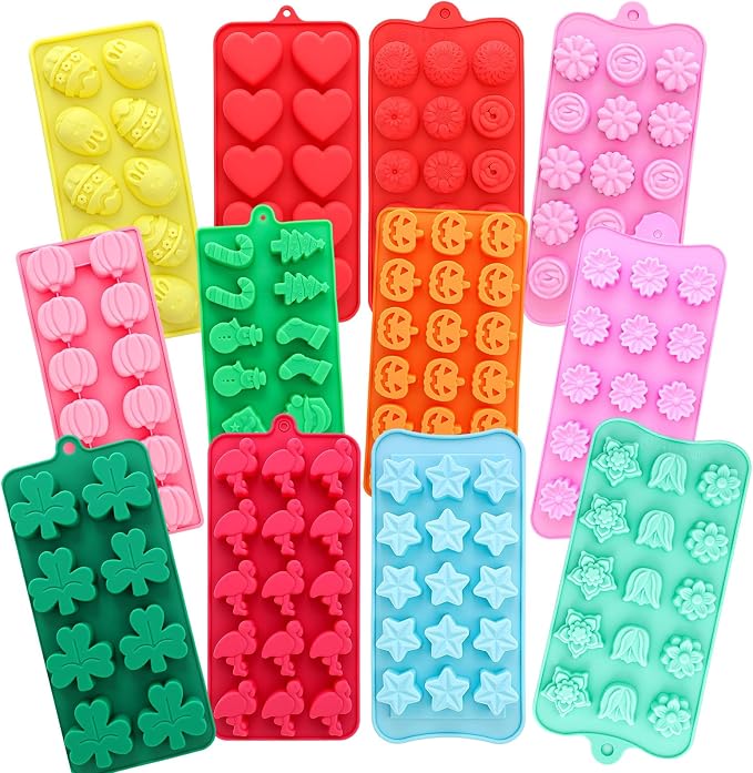 Lemonroad 12 Pcs Seasonal Silicone Mold Halloween Fall Christmas Candy Mold | by Unknown